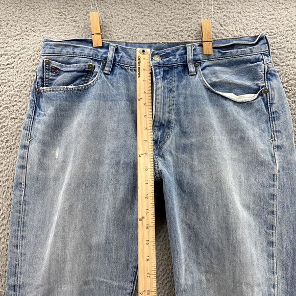 Polo Ralph Lauren Vintage 67 Jeans Mens 35x31* Light Baggy 90's Distressed Denim - Picture 8 of 16